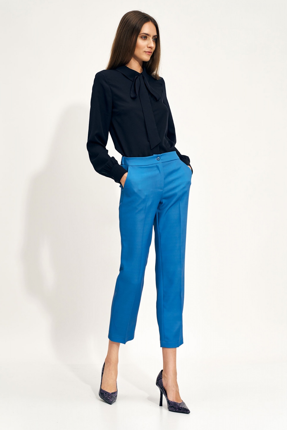 Navy bow blouse B142 Navy - Nife