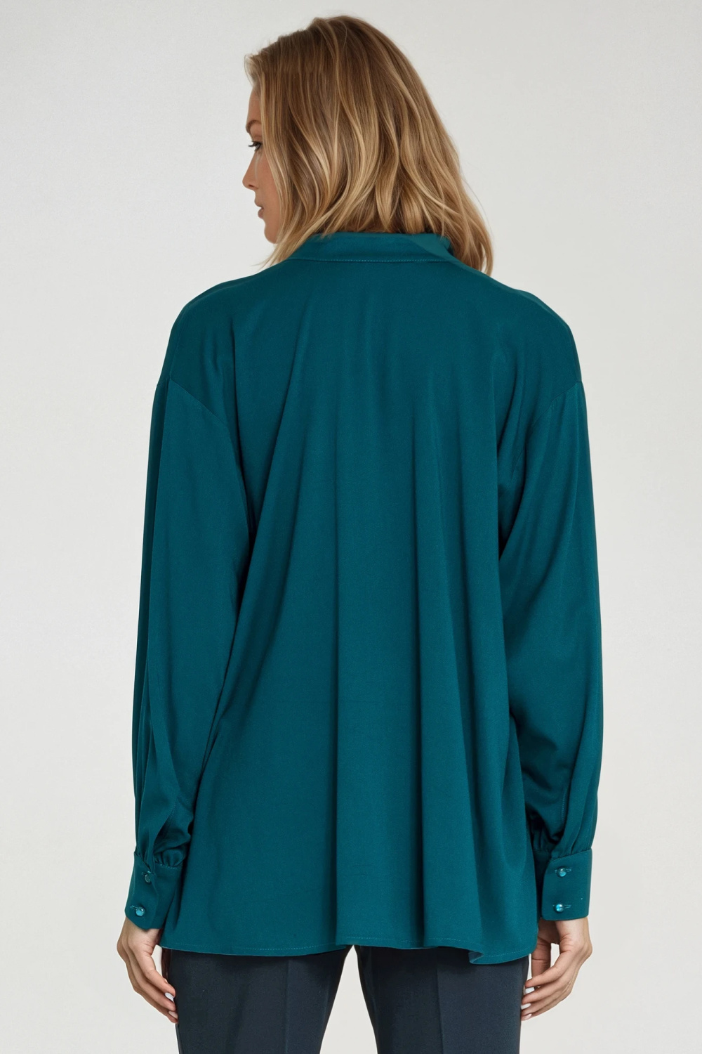 Oversized blouse with gathered detail B197 Emerald - Nife – vista 2