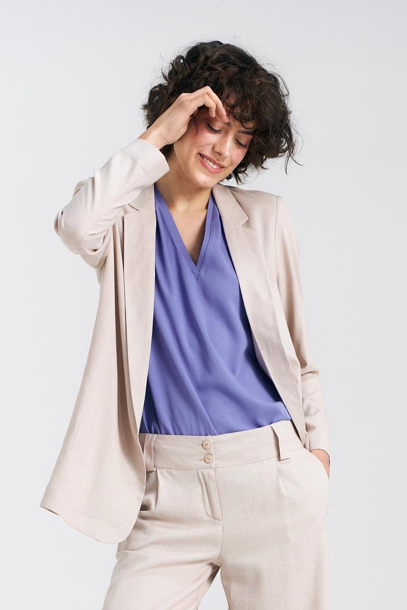 Longer linen blazer Z55 Beige - Nife – vue 2
