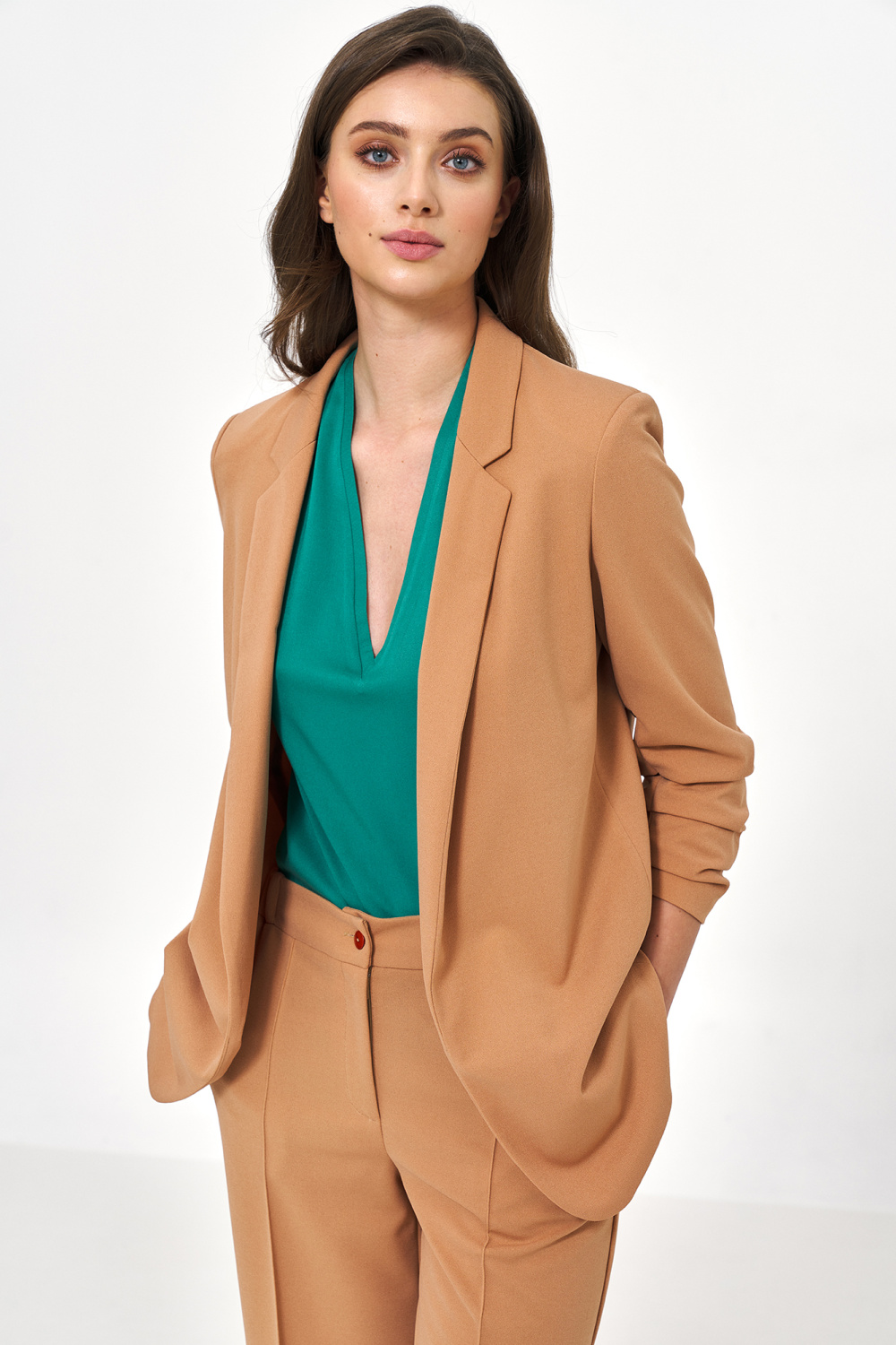 Carmel collarless blazer Z58 Carmel - Nife