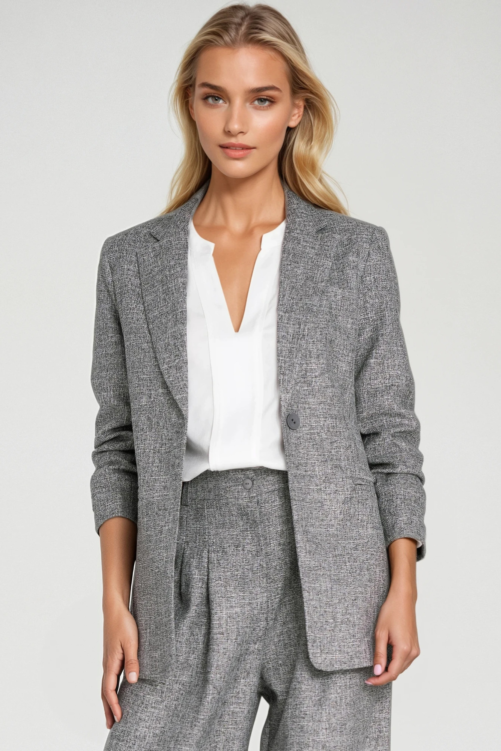 Jacket with pleated sleeves Z82 Grey Melange - Nife – vue 2