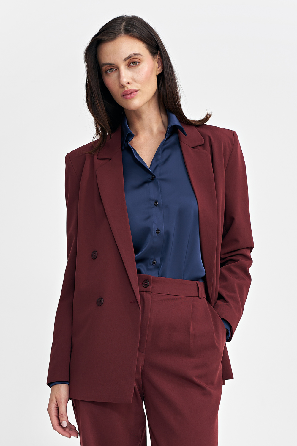 Oversized double-breasted blazer Z69 Bordeaux - Nife – vue 2