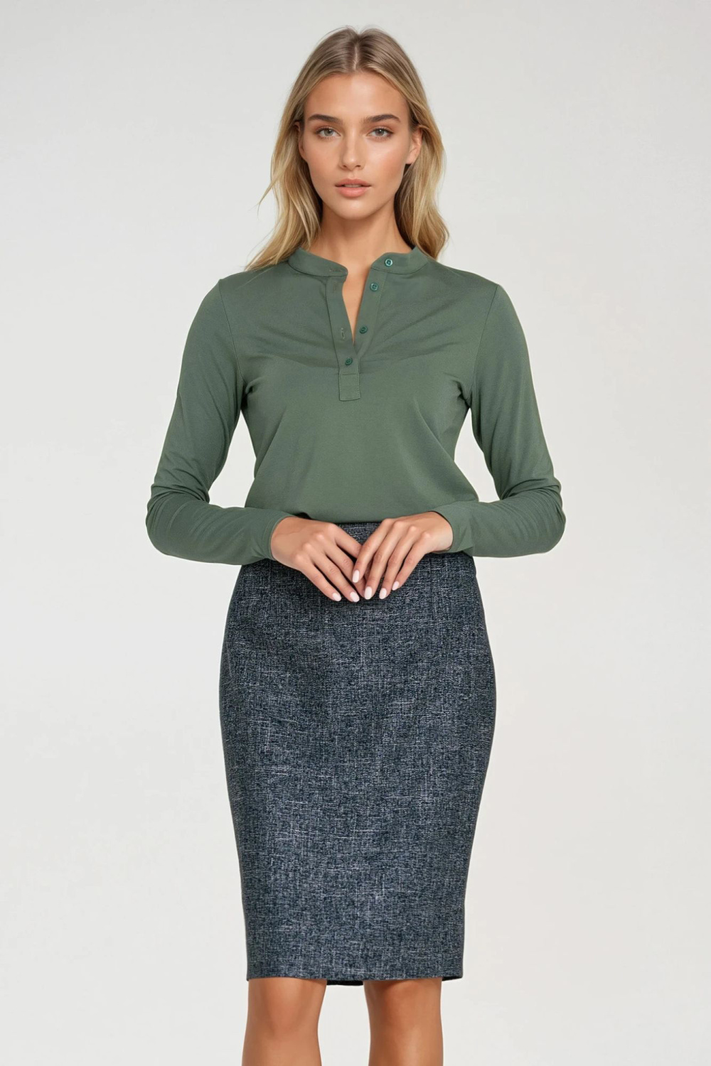 Polo top with stand-up collar B195 Olive - Nife