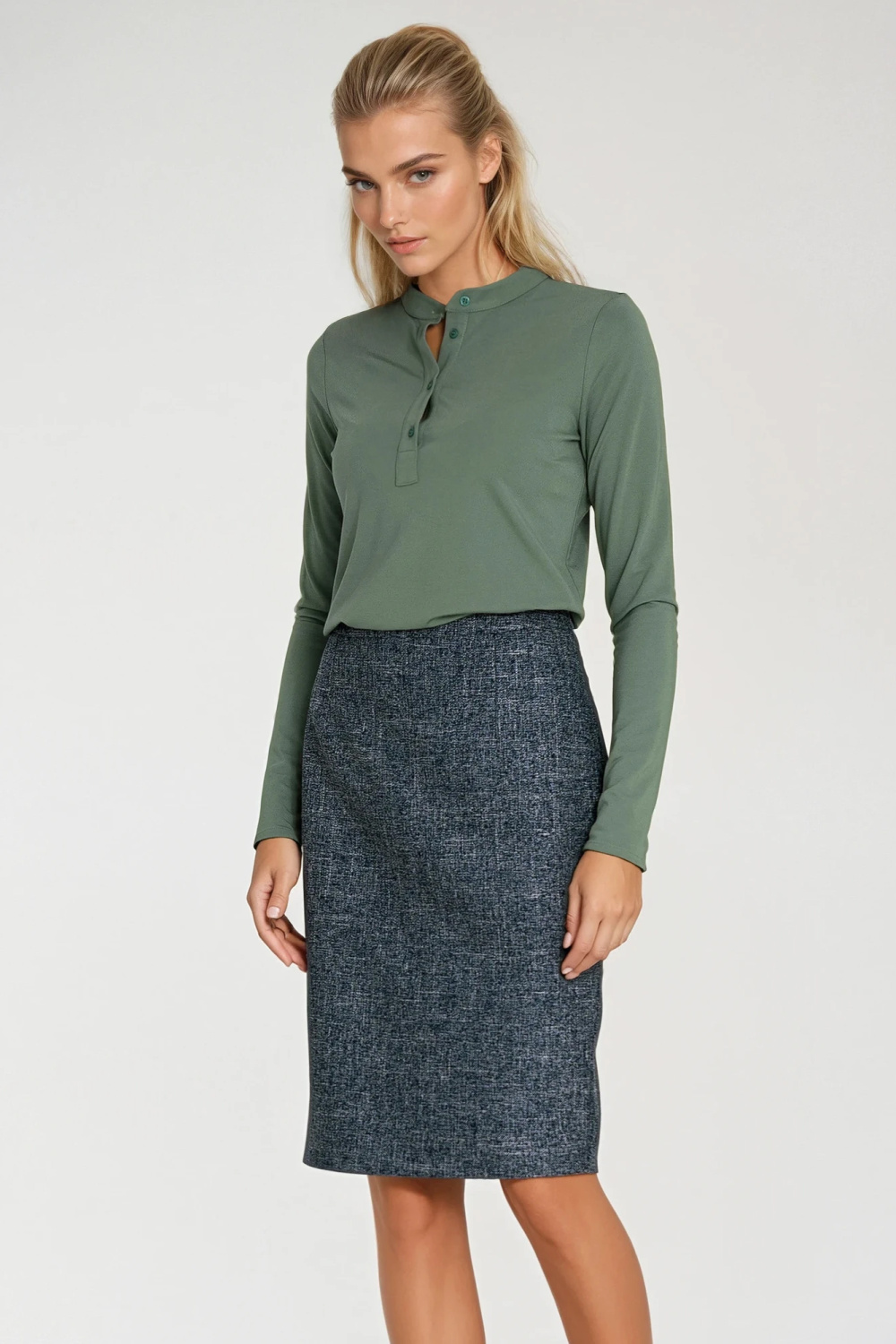 Polo top with stand-up collar B195 Olive - Nife