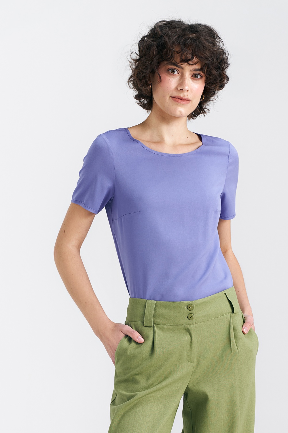 Basic short-sleeve top B160 Violet - Nife – vue 2