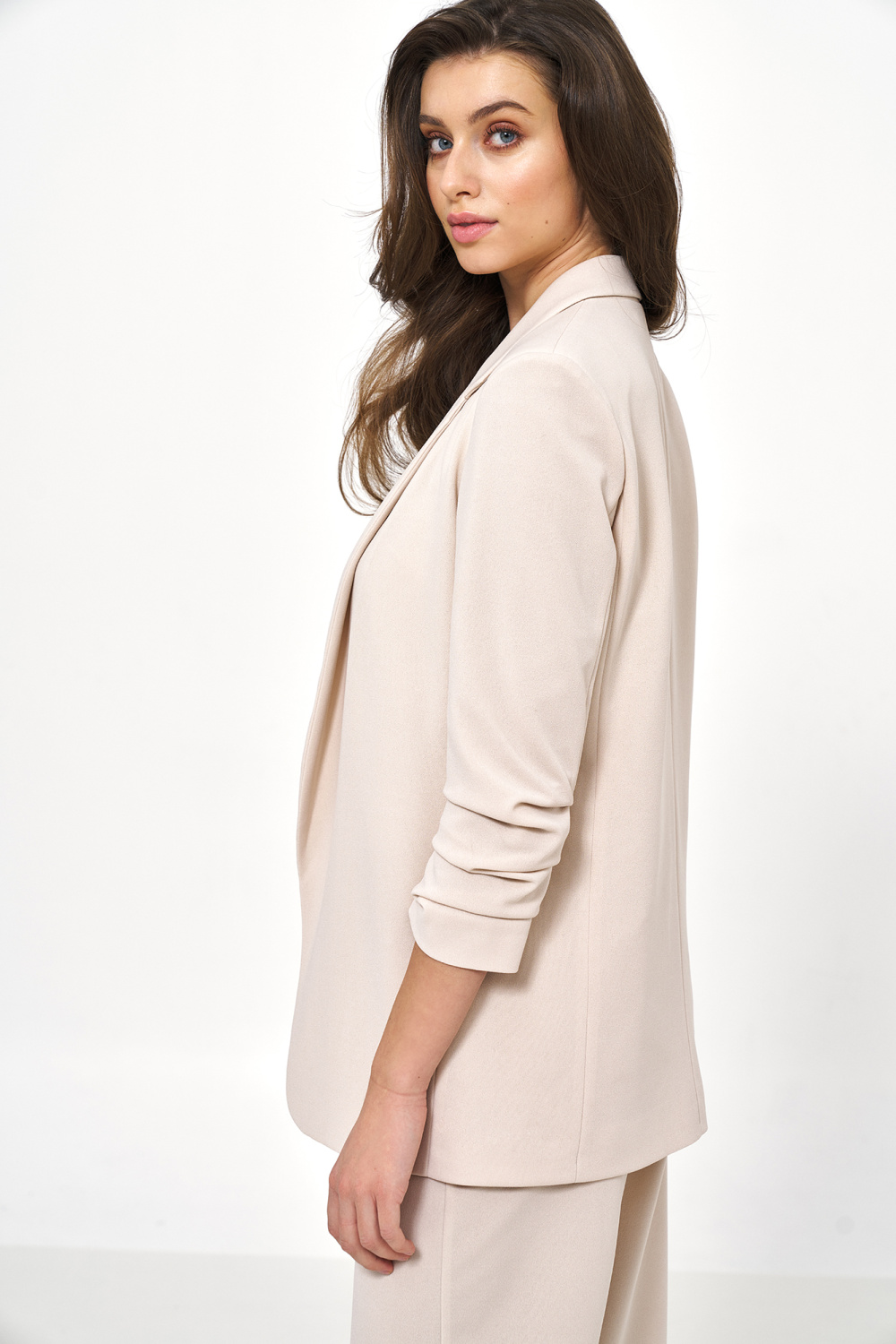 Beige collarless blazer Z58 Beige - Nife