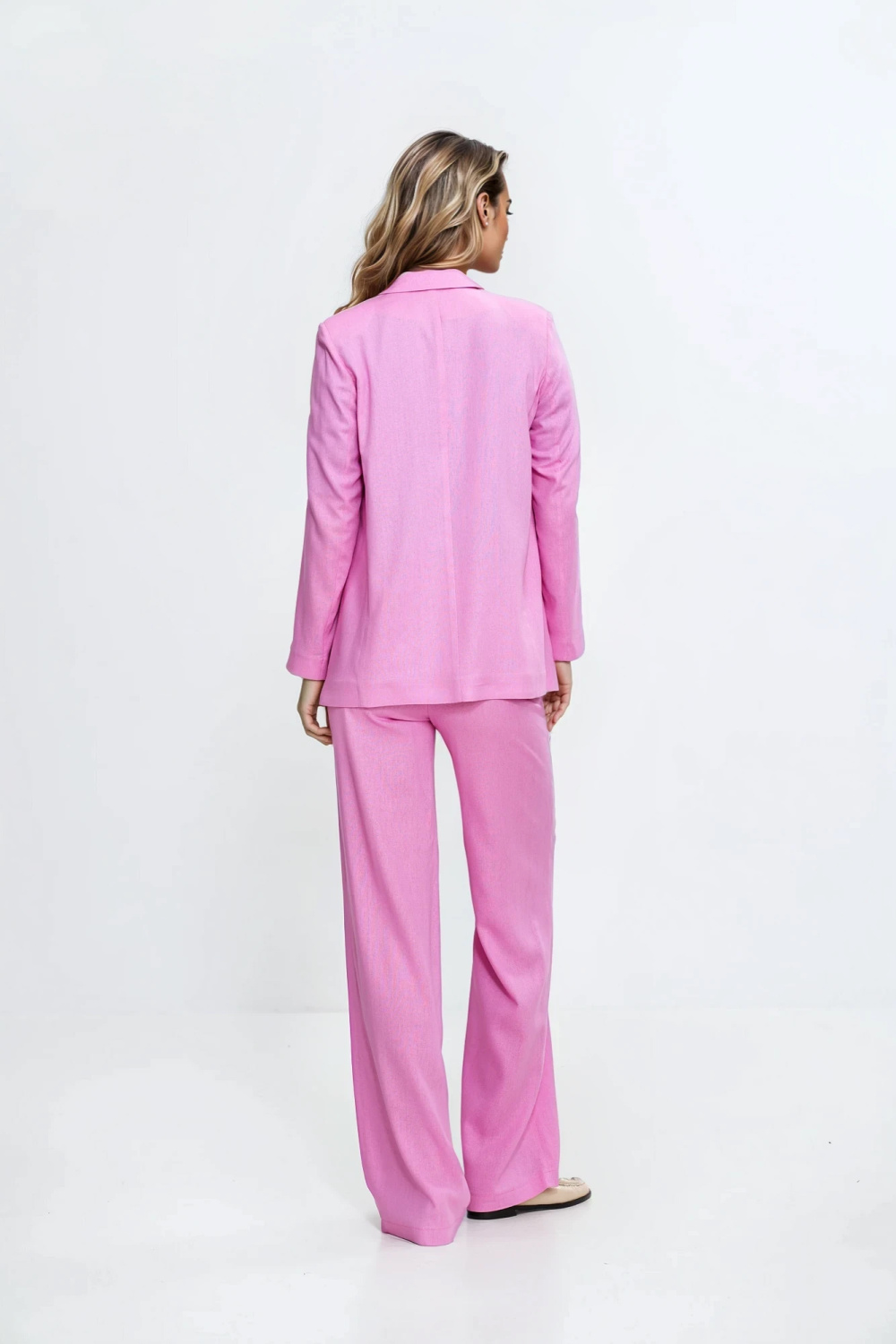 Spodnie bootcut z rayonu z krytym guzikiem SD111 Pink - Nife
