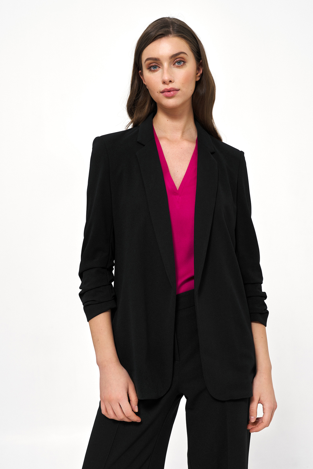 Black collarless blazer Z58 Black - Nife