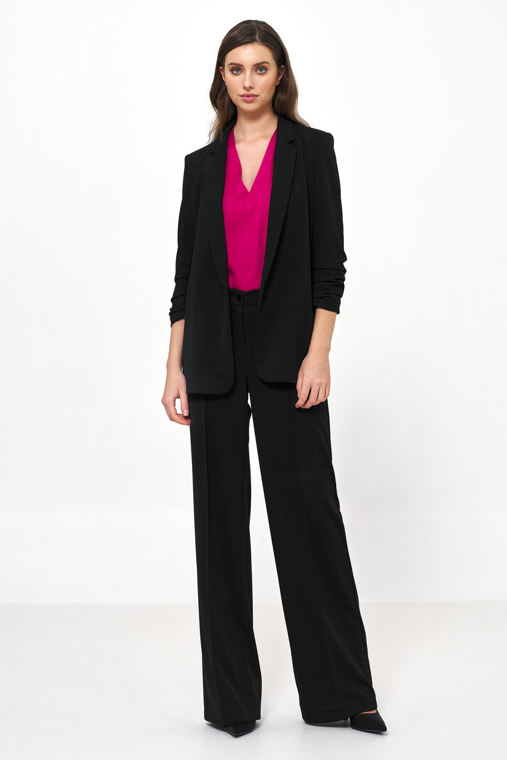 Black collarless blazer Z58 Black - Nife