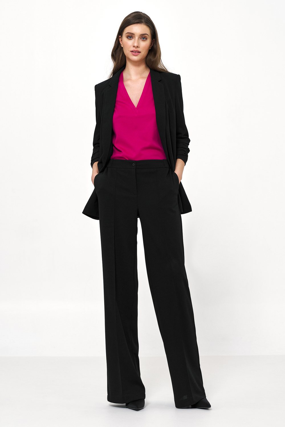 Black collarless blazer Z58 Black - Nife – vue 2