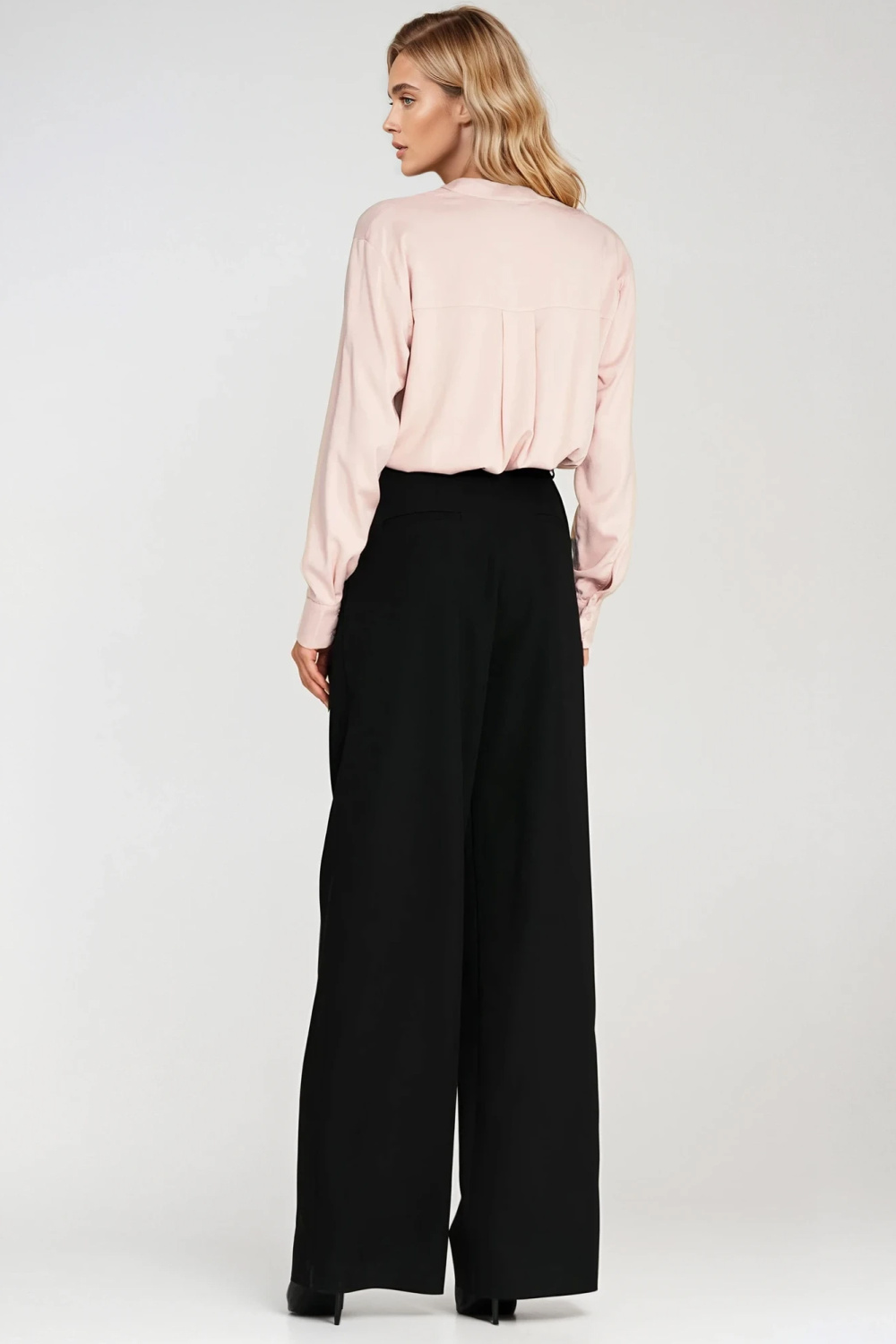 Viscose polo blouse with stand-up collar B194 Beige - Nife