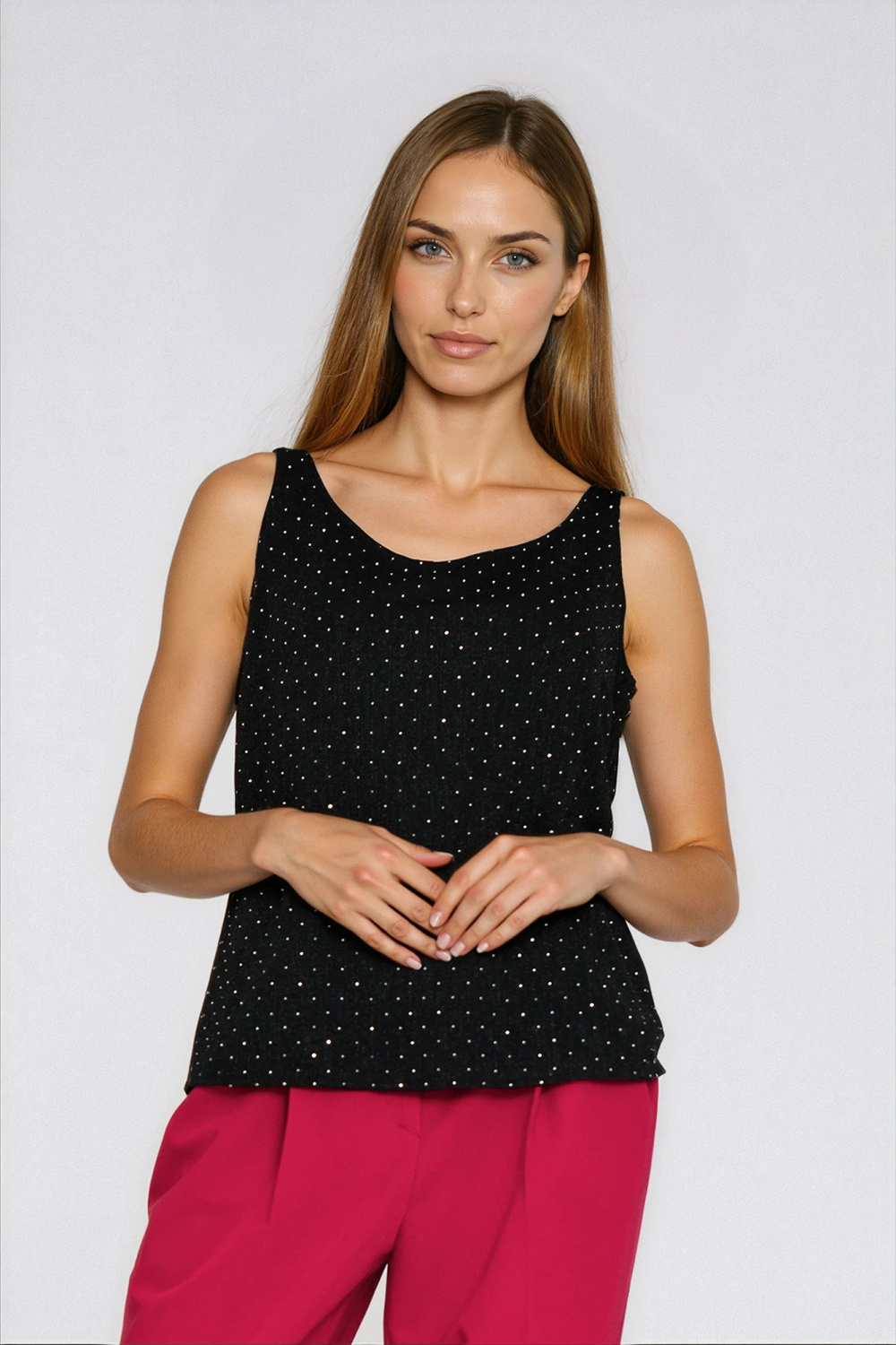 Knitted top with sparkling rhinestones B217 Silver/Black - Nife