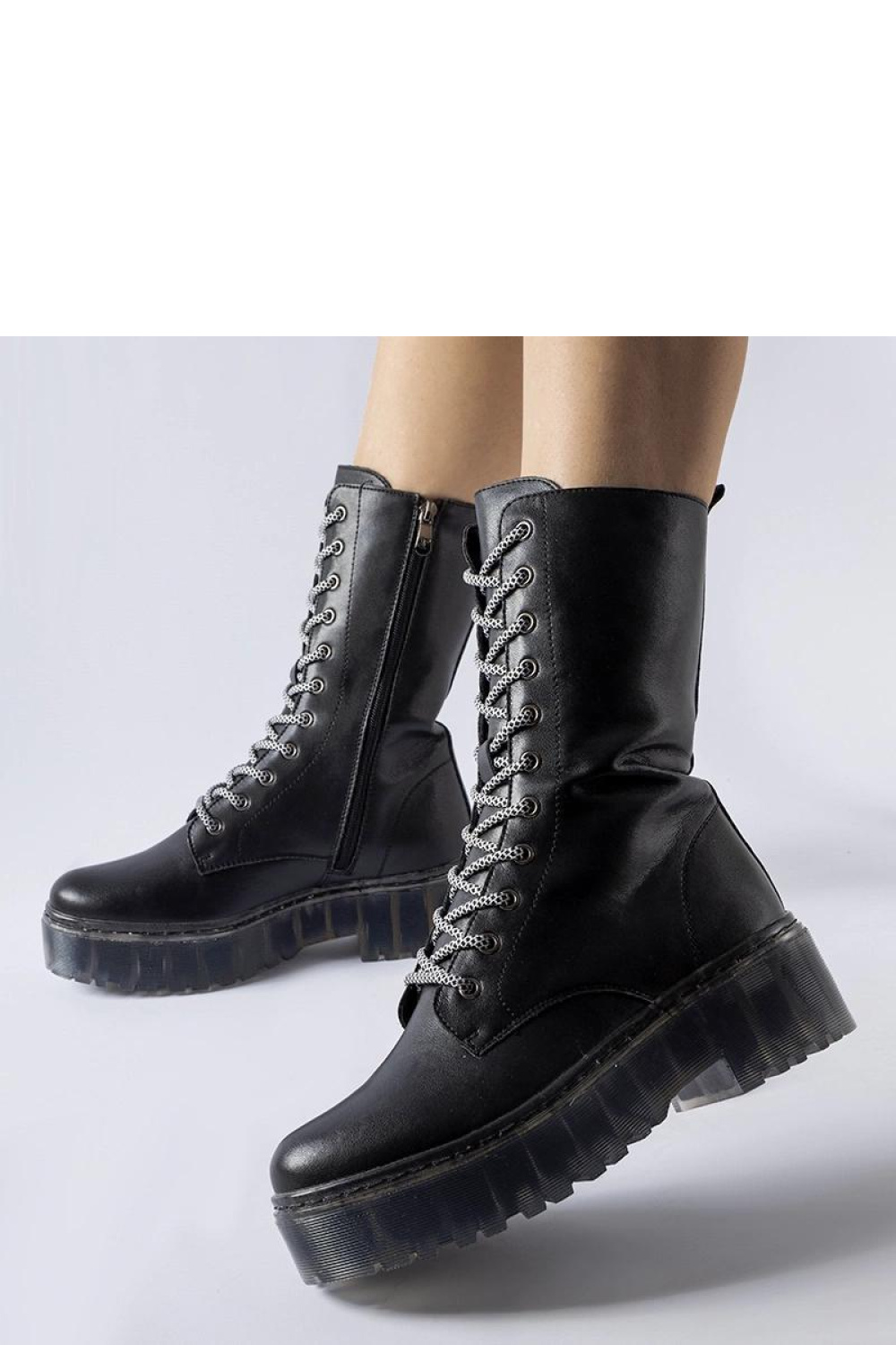 Black insulated natural leather combat boots Middletown - Solea