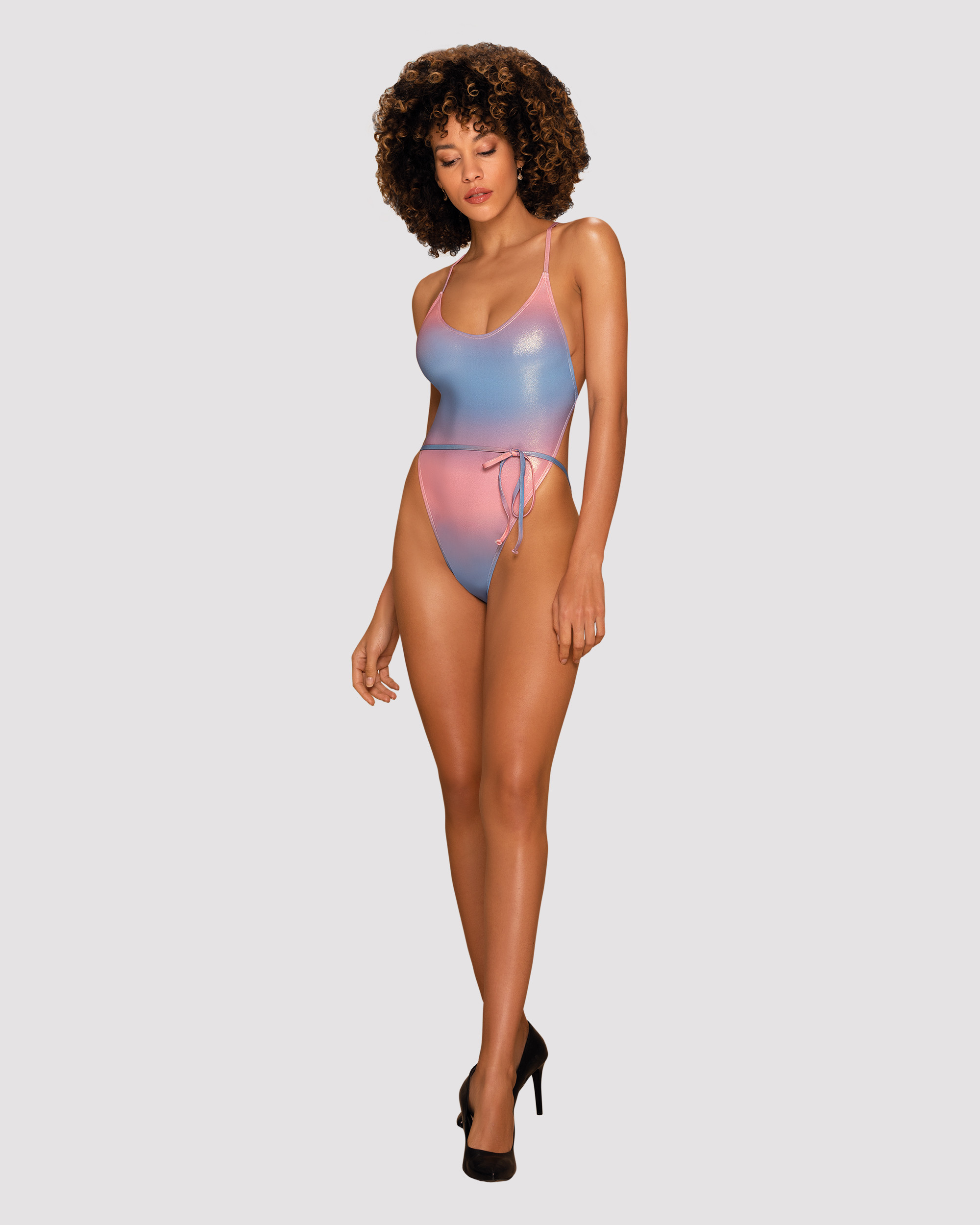 One-piece swimsuit Swimwear Model Rionella Pink/Blue - Obsessive