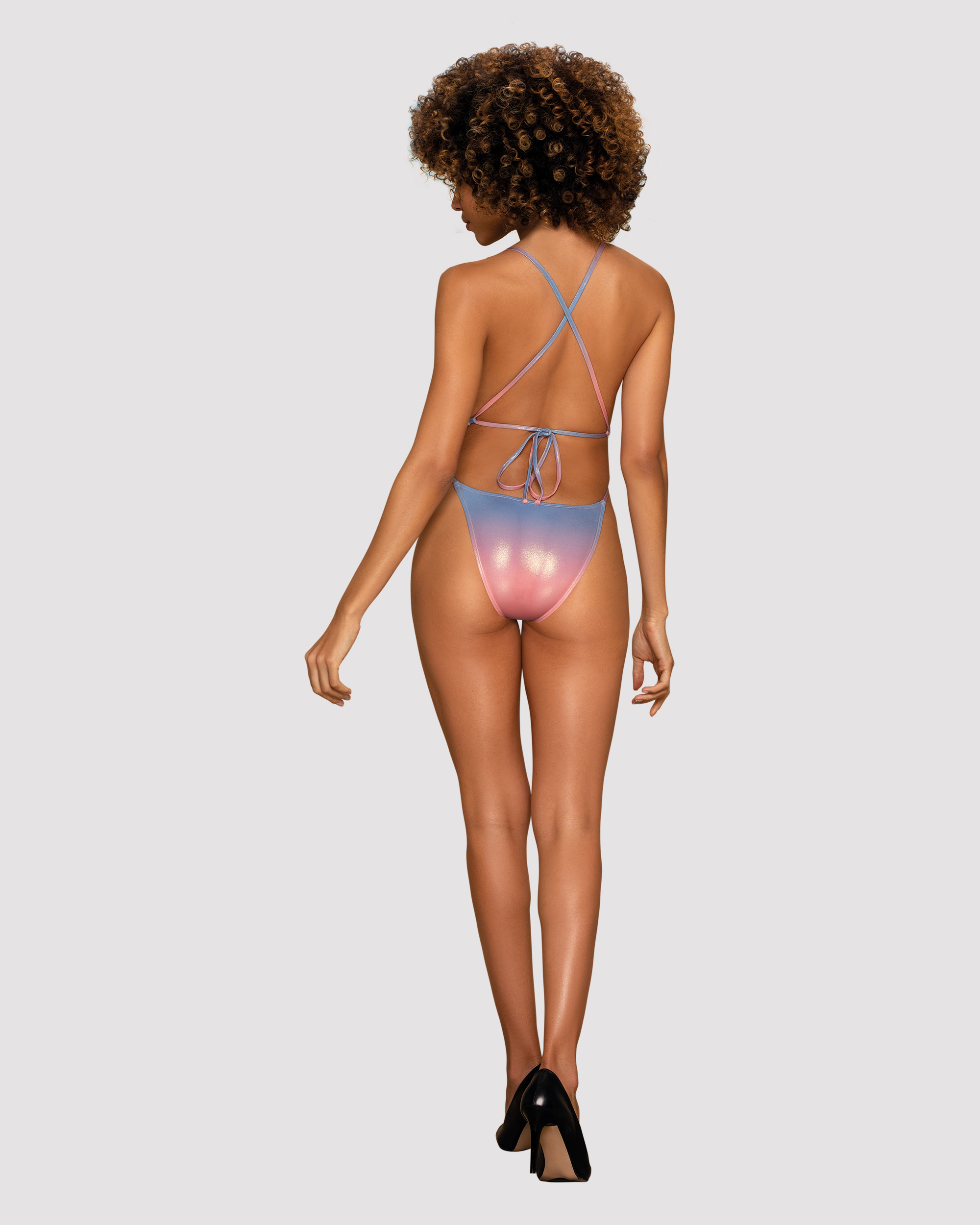 One-piece swimsuit Swimwear Model Rionella Pink/Blue - Obsessive – vue 2