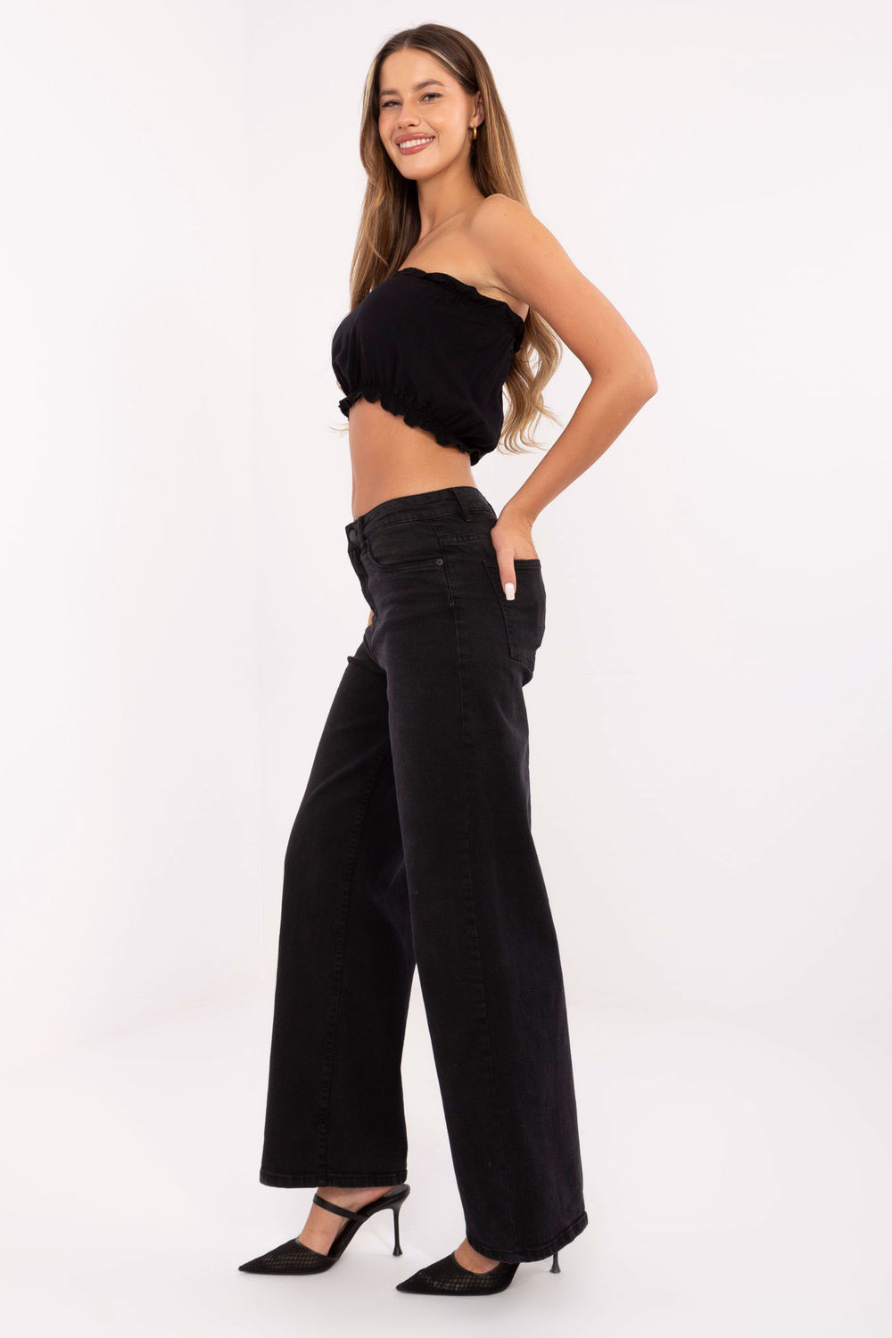 Spodnie Jeansy Damskie Model D85083BI62544B155 Black - Sublevel