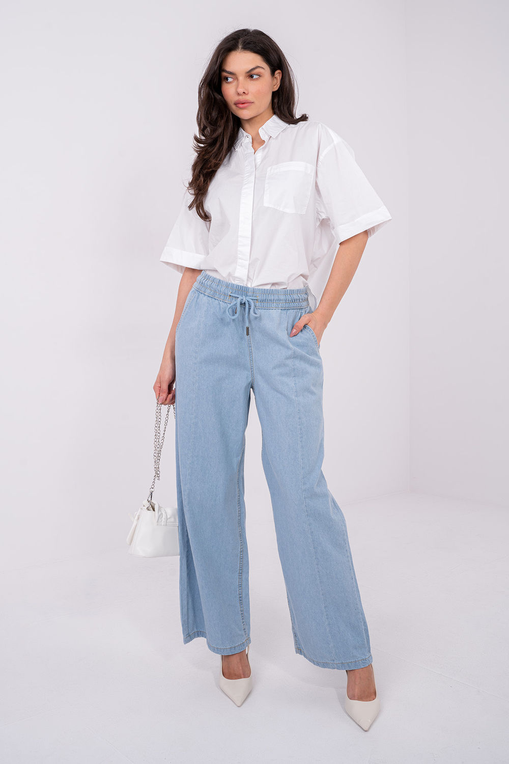 Spodnie Jeansy Damskie Model D80038BB62627L220 Light_Blue - Sublevel